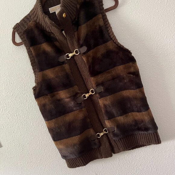 Michael michael kors Brown fur Buckle Vest NWT - Picture 3 of 8
